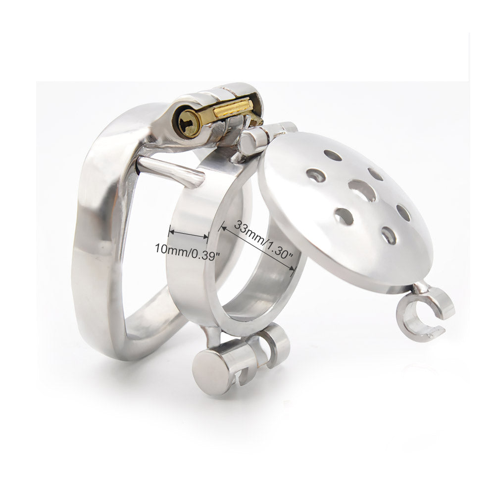 Stainless Steel Male Chastity Device Small Double Rings Lock Male Chastity  Cage