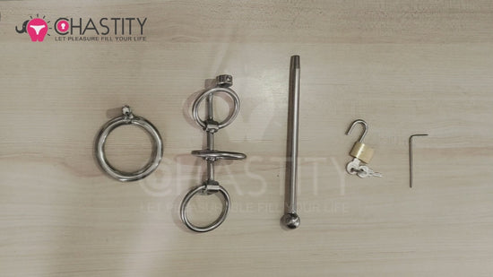 Chastity Cage With Urethral Sound Video