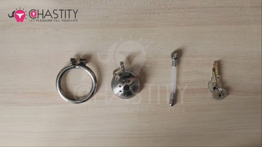 small steel chastity cage video