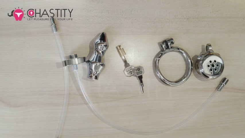 Chastity Cage With Enema Butt Plug Video