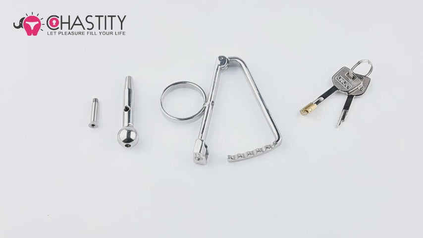 Adjustable PA Chastity With Urethral Plug Video