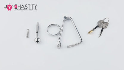 Adjustable PA Chastity With Urethral Plug Video