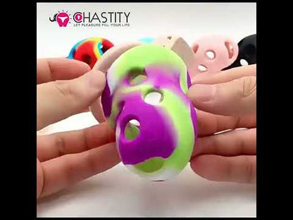 Silicone Rainbow Chastity Cage Video