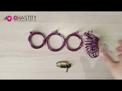 Purple Chastity Cage ( 3 Rings )