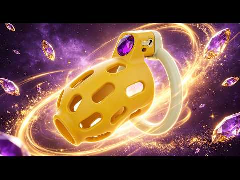 Yellow Chastity Cage With Power Stone Video