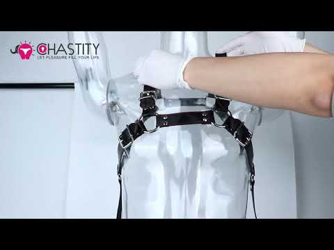 Leather Bondage Harness For Chastity Cage Video